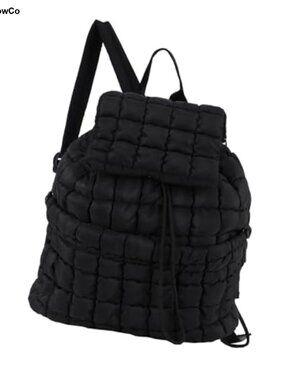 Quilted Puffer Backpack Lightweight Nylon Drawstring Gym Travel Bag